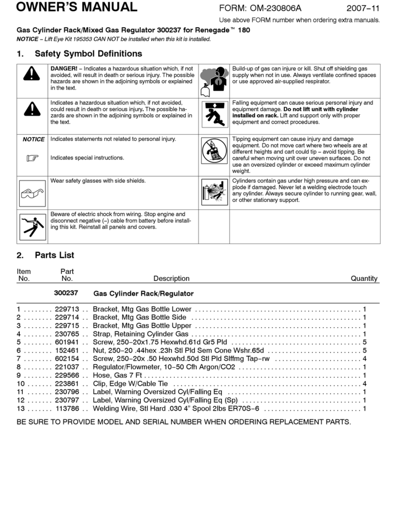 Miller Electric Gas Cylinder Rack owner's manual