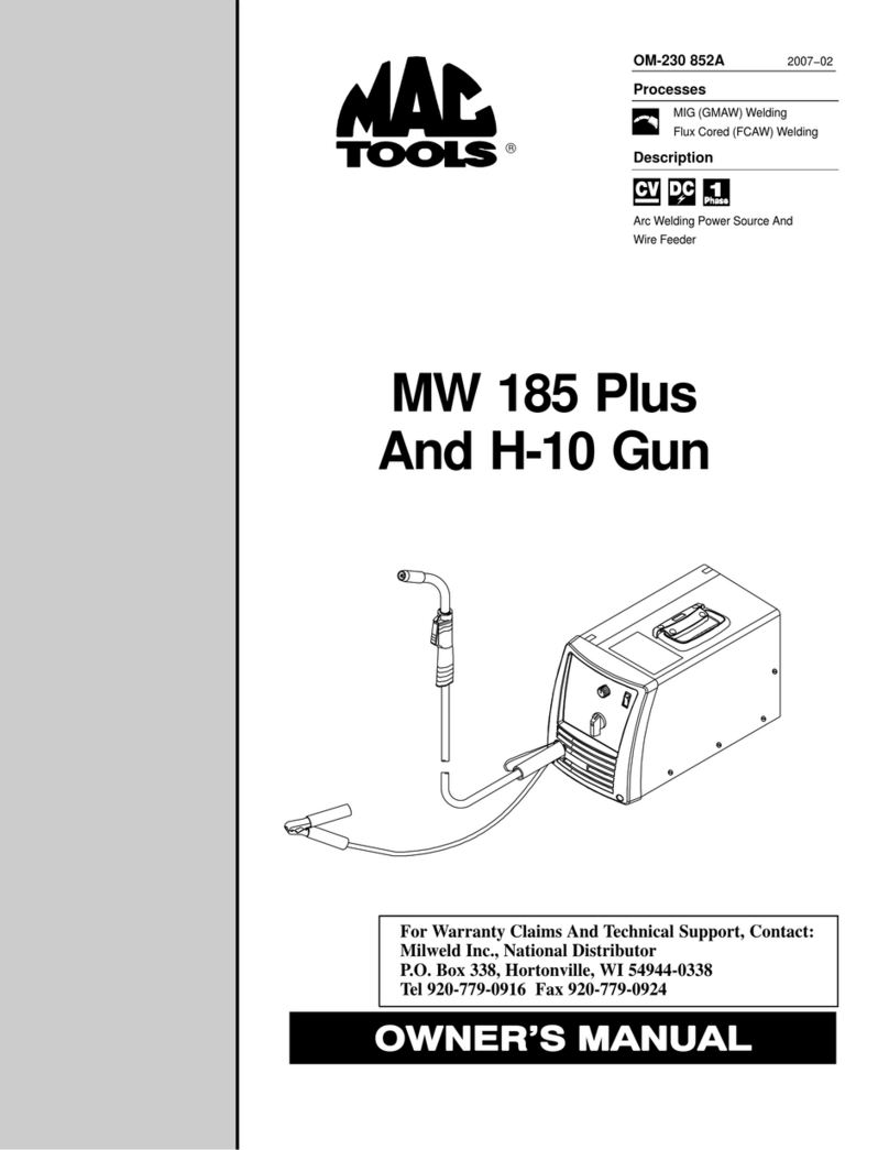 MAC TOOLS MW 185 Plus owner's manual