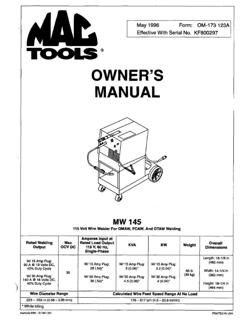 MAC TOOLS MW 145 owner's manual