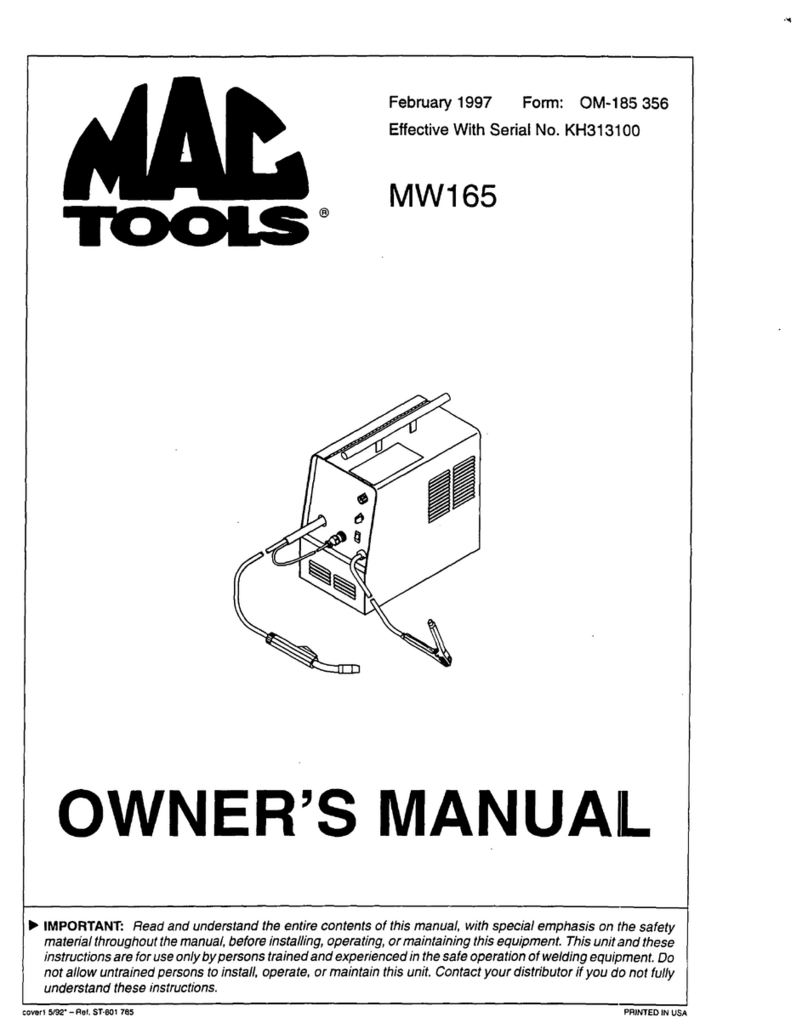 MAC TOOLS MW165 owner's manual