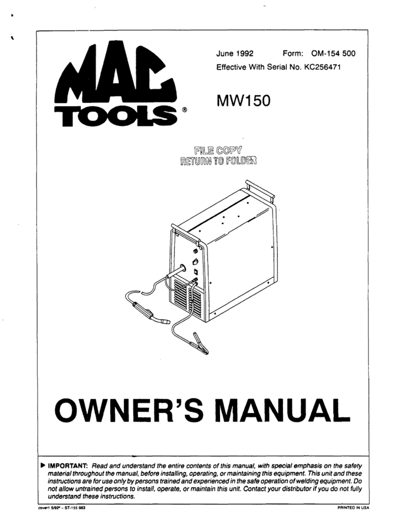 MAC TOOLS MW15O owner's manual
