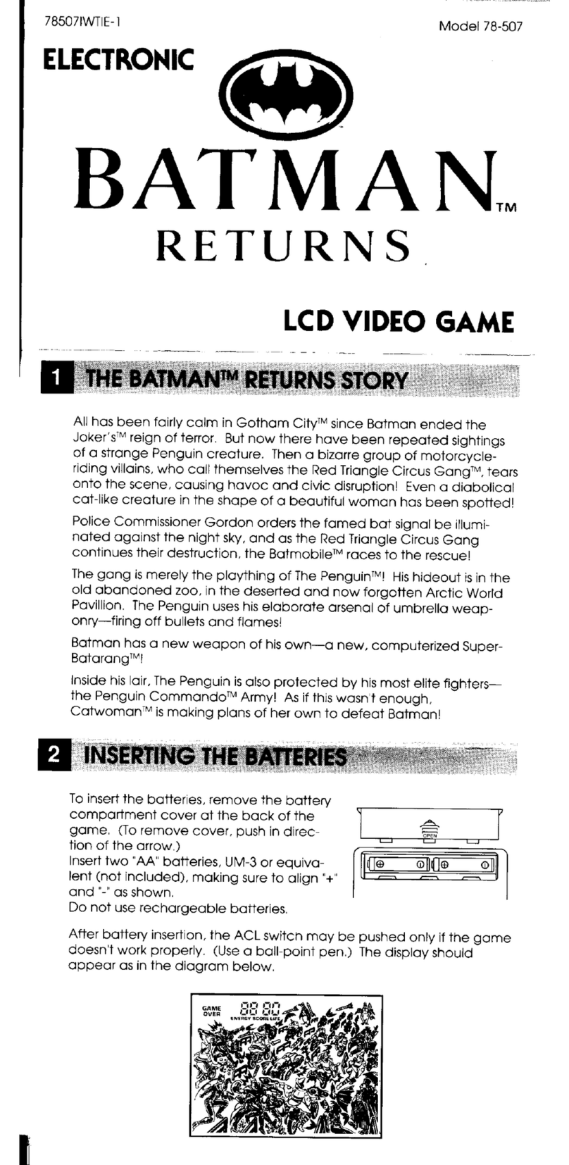 Tiger Electronics Batman Returns 78-507 User manual