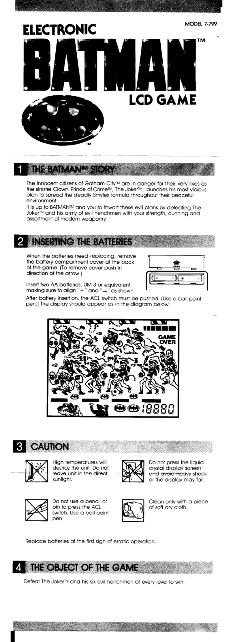 Tiger Electronics Batman 7-799 instructions Tiger Electronics Batman 7-799 instructions