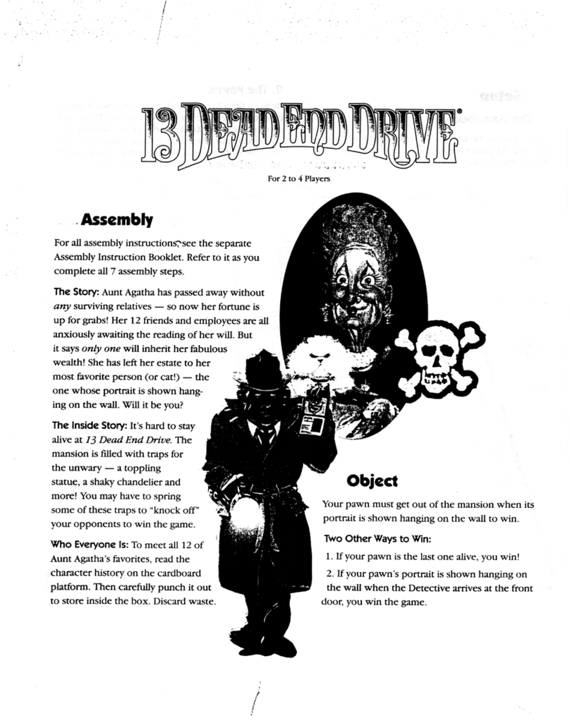Milton Bradley 13 Dead End Drive User manual