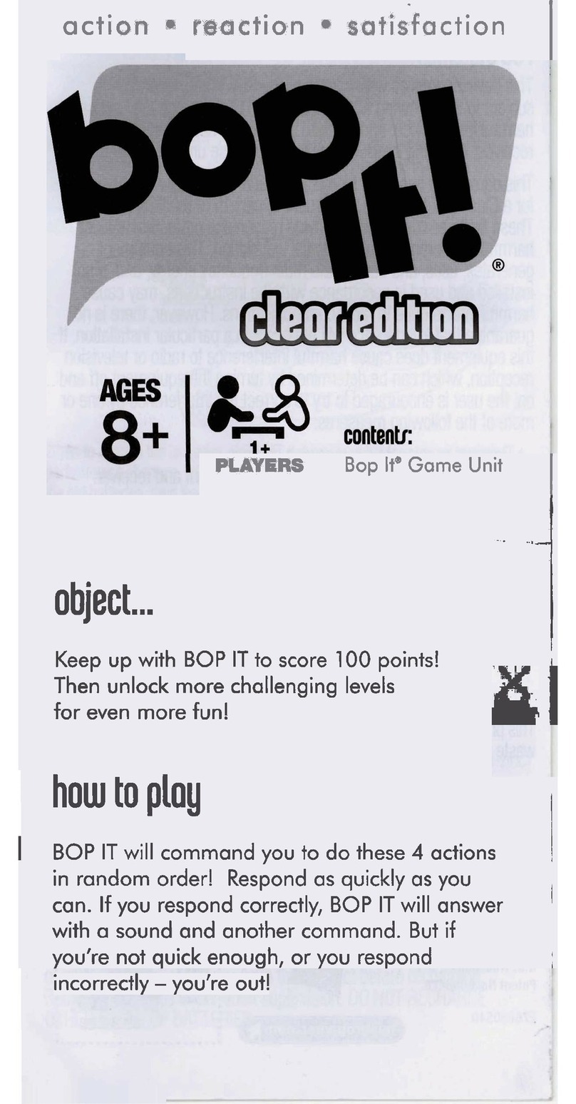 Milton Bradley Bop It Clear Edition instructions