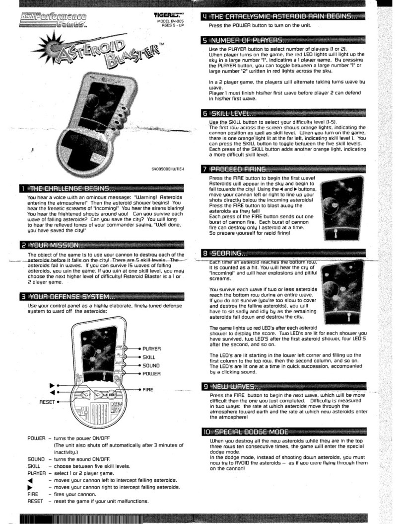 Tiger Electronics Asteroid Blaster 64-005 instructions