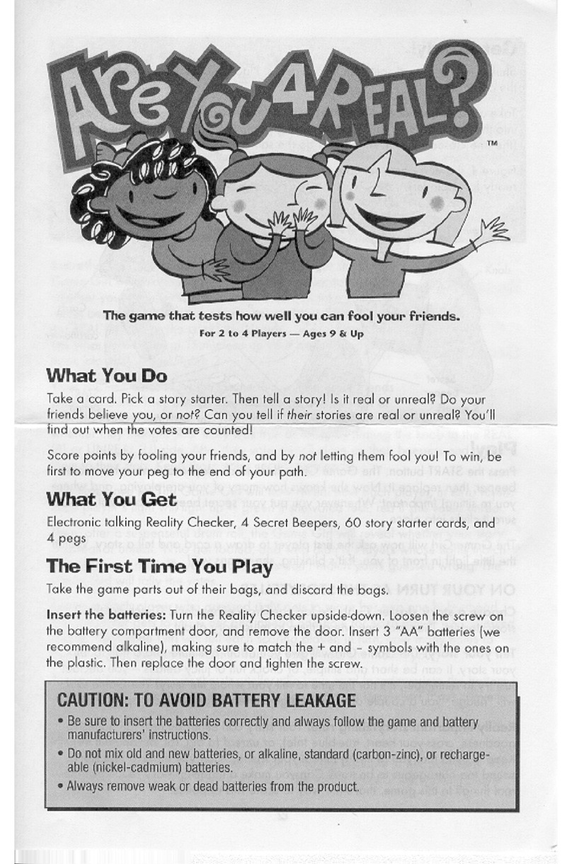 Milton Bradley Are You 4 Real instructions Milton Bradley Are You 4 Real instructions