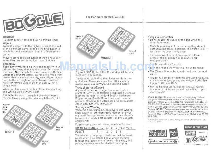 Parker Brothers Boggle instructions