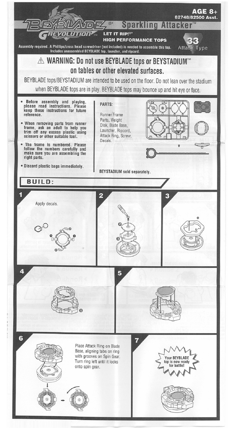 Beyblade Sparkling Attacker User manual