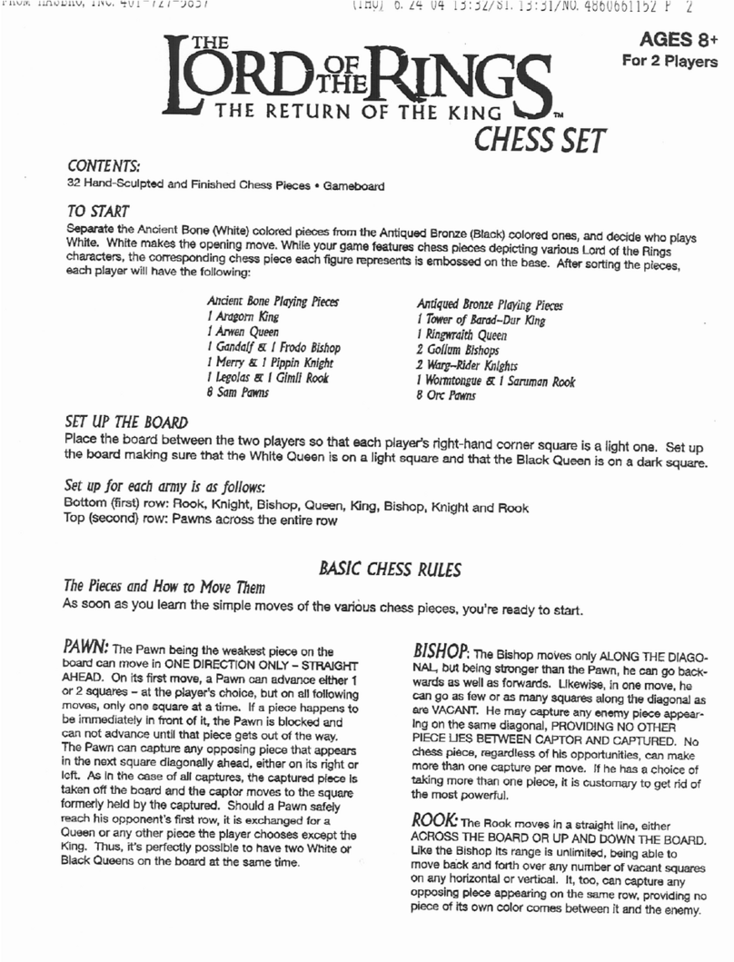 Hasbro Lord of the Rings Return of the King Chess... User manual