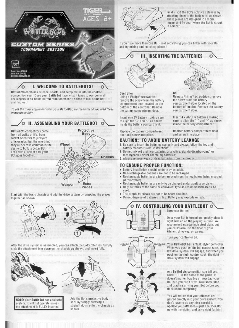 Tiger Electronics Battlebots Killerhurtz RC Custom Series Tournament... instructions