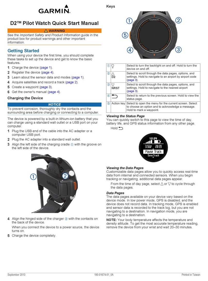 Garmin D2 Pilot Quick start manual