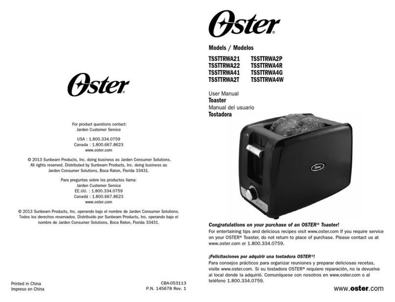 Oster 2-Slice Digital Countdown Toaster user manual