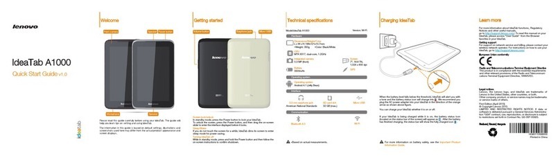 Lenovo IdeaTab A1000 Operator's manual