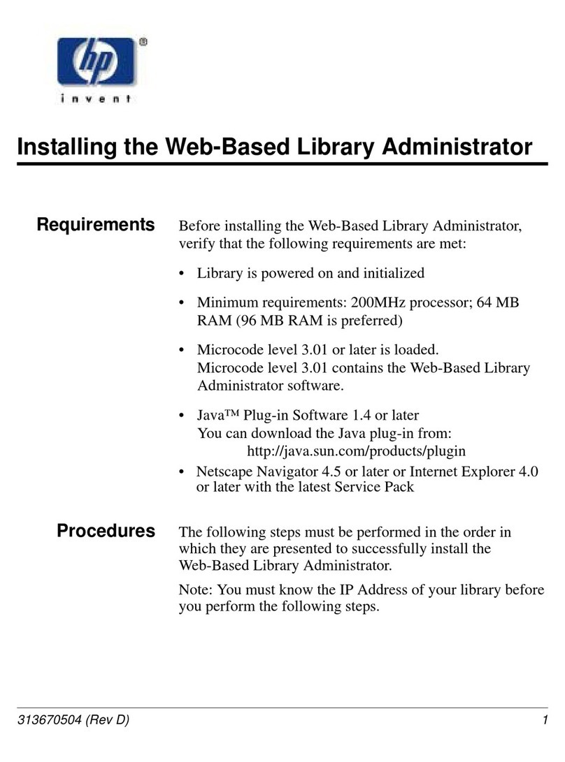 HP Surestore Tape Library Model 10/180 User manual HP Surestore Tape Library Model 10/180 User manual