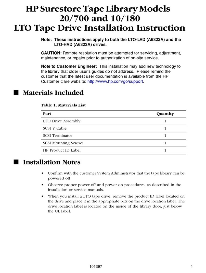 HP Surestore Tape Library Model 10/180 Quick start guide