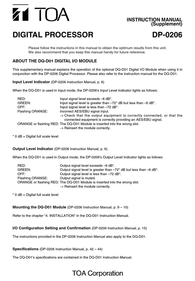 Toa DP-0206 Supplement instruction manual