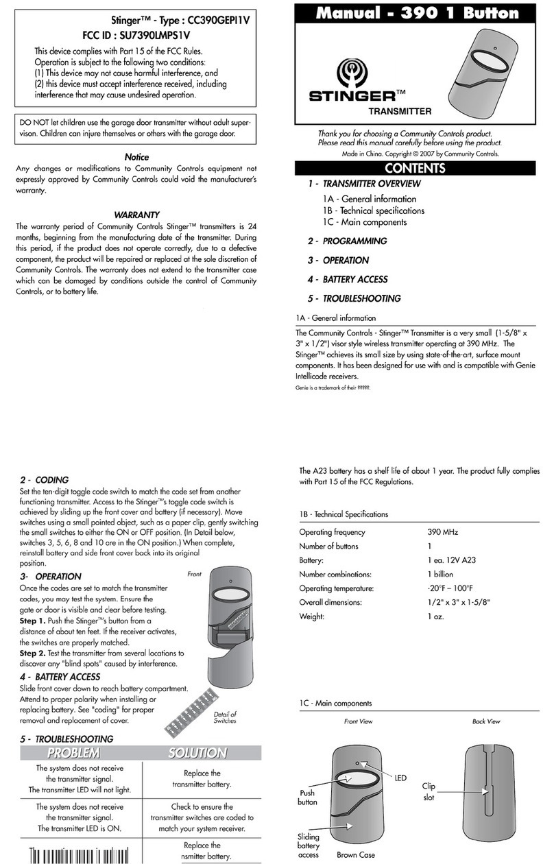 Community Controls 390 1 User manual