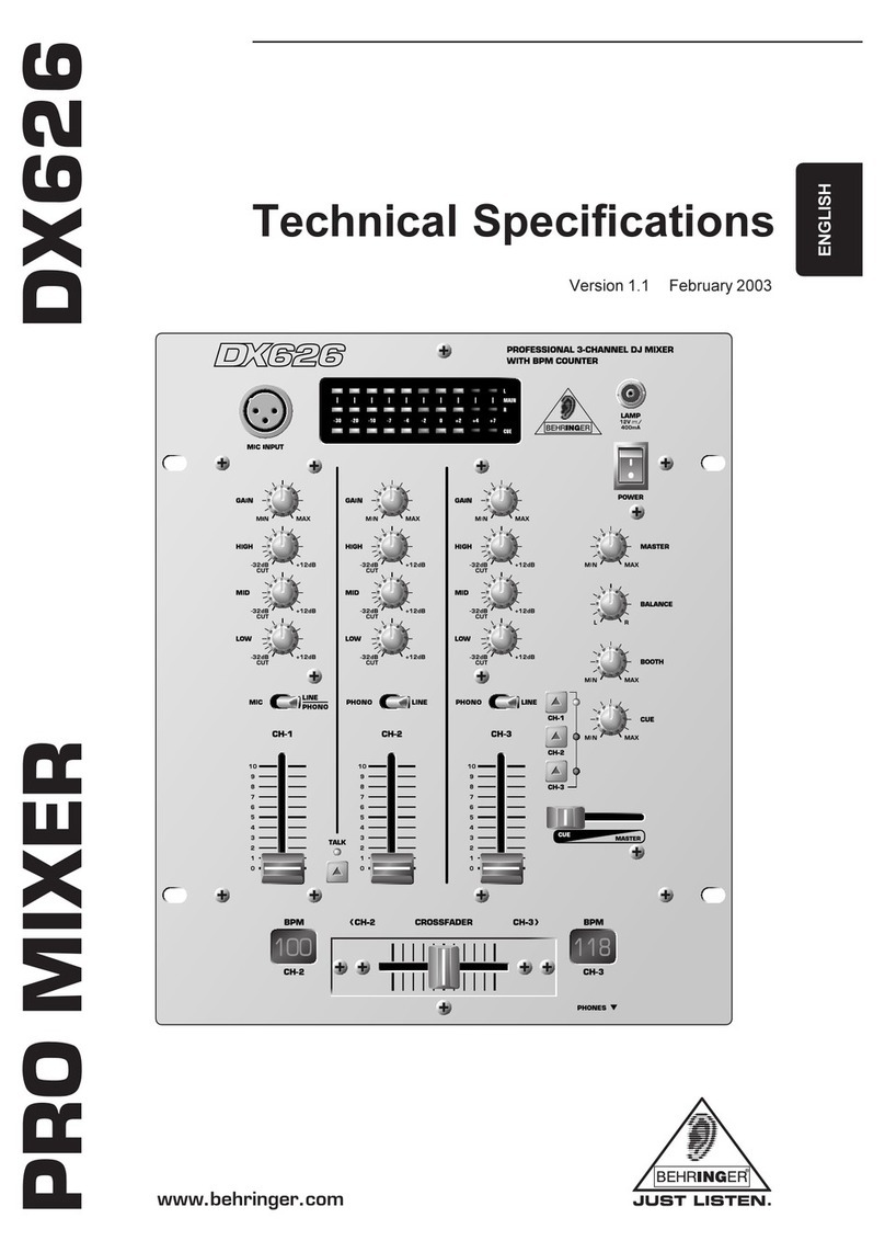 Behringer Pro Mixer DX626 Specifications