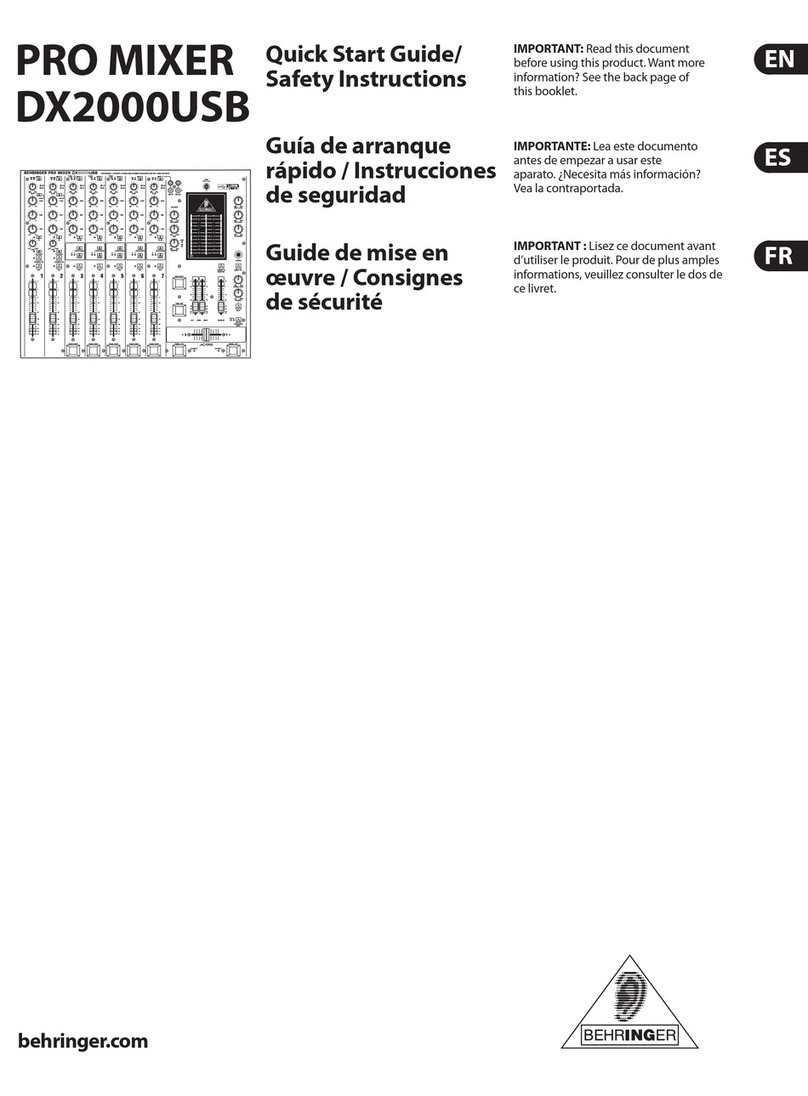 Behringer PRO MIXER DX2000USB quick start guide