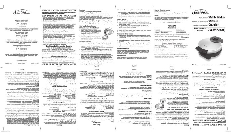 Sunbeam Belgian Waffle Maker User manual