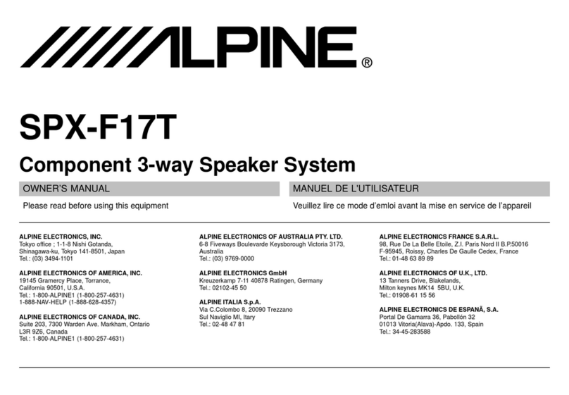 Alpine SPX-F17T owner's manual