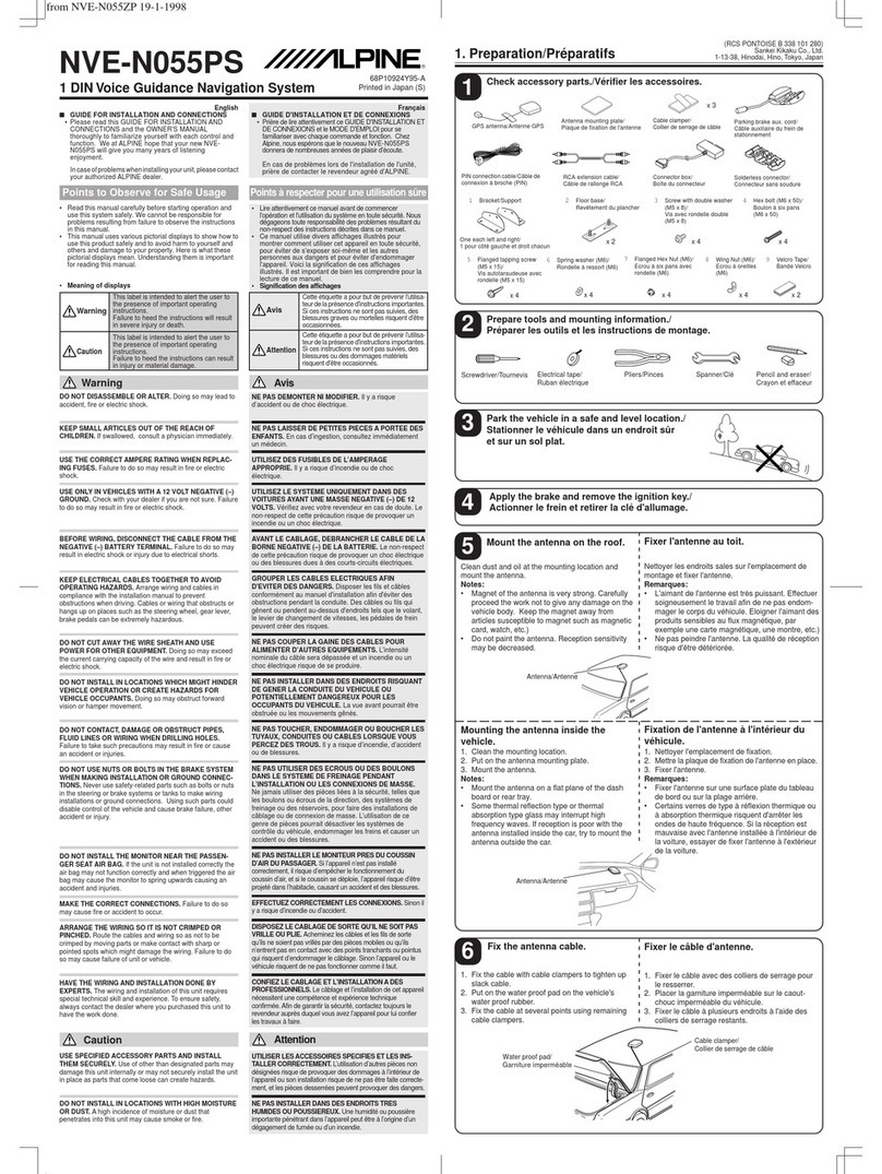 Alpine NVE-N055PS Guide for installation and connections