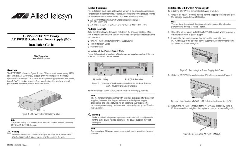 Allied Telesis CONVERTEON AT-PWR15 installation guide