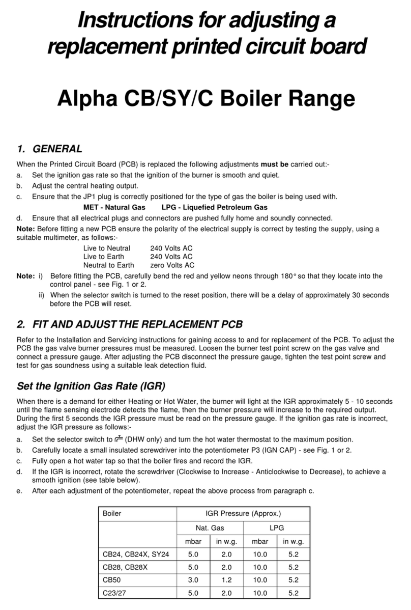 Alpha Alpha CB24 Instructions for adjusting a replacement printed circuit board Alpha Alpha CB24 Instructions for adjusting a replacement printed circuit board