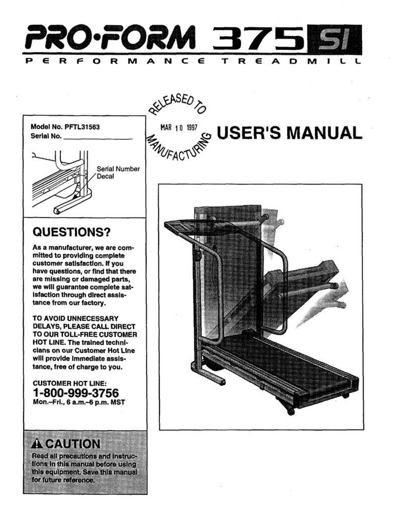 Pro-Form 375 Si User manual
