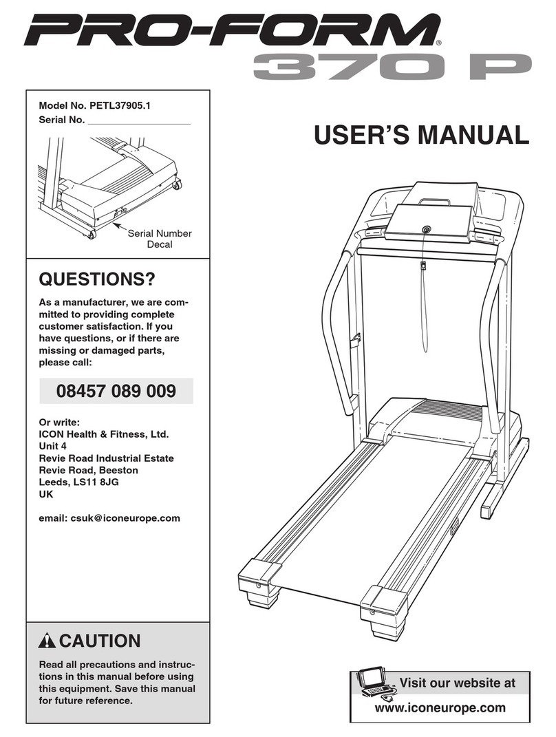 Pro-Form 370p Treadmill user manual