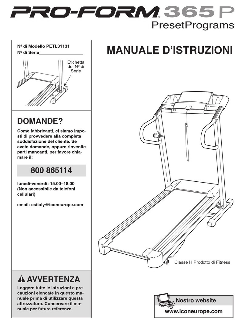 Pro-Form 365p Treadmill Manuale d'istruzioni