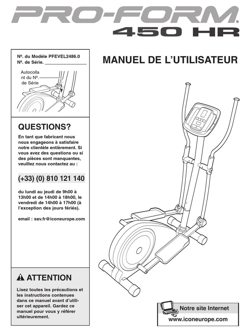 Pro-Form 450 Hr Elliptical User manual