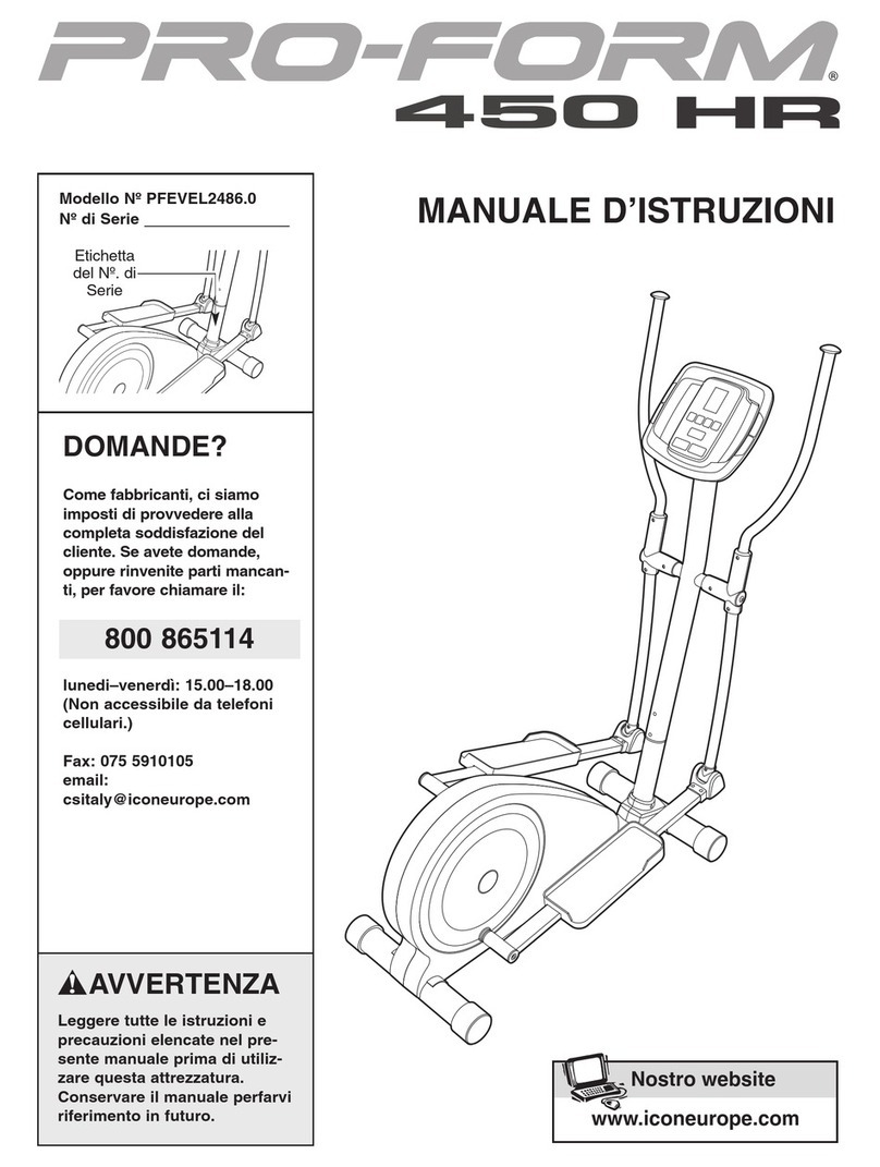 Pro-Form 450 Hr Elliptical Operating and maintenance manual