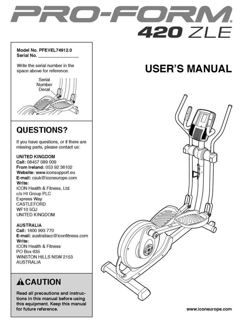 Pro-Form 420 Zle Elliptical User manual