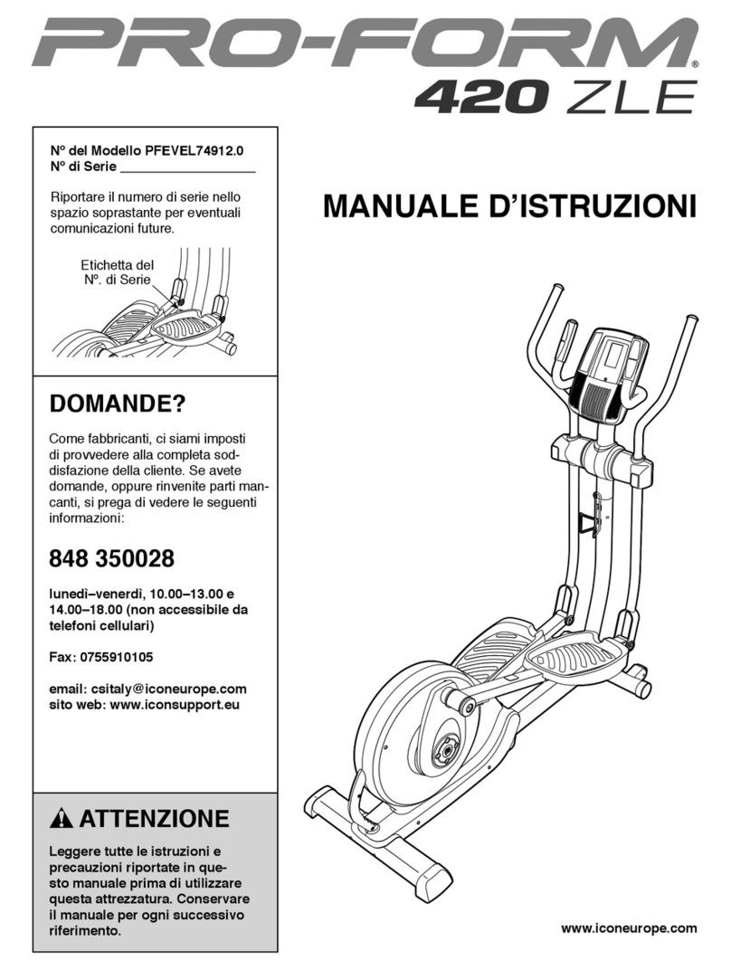 Pro-Form 420 Zle Elliptical Operating and maintenance manual