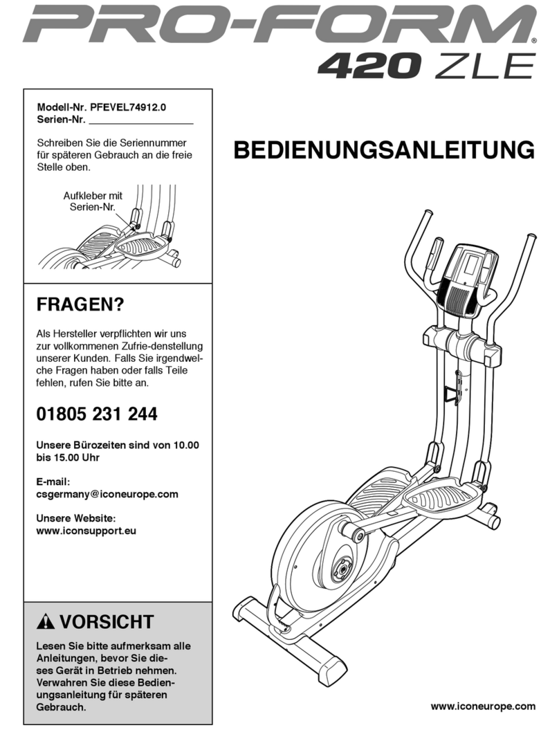 Pro-Form 420 Zle Elliptical Quick start guide