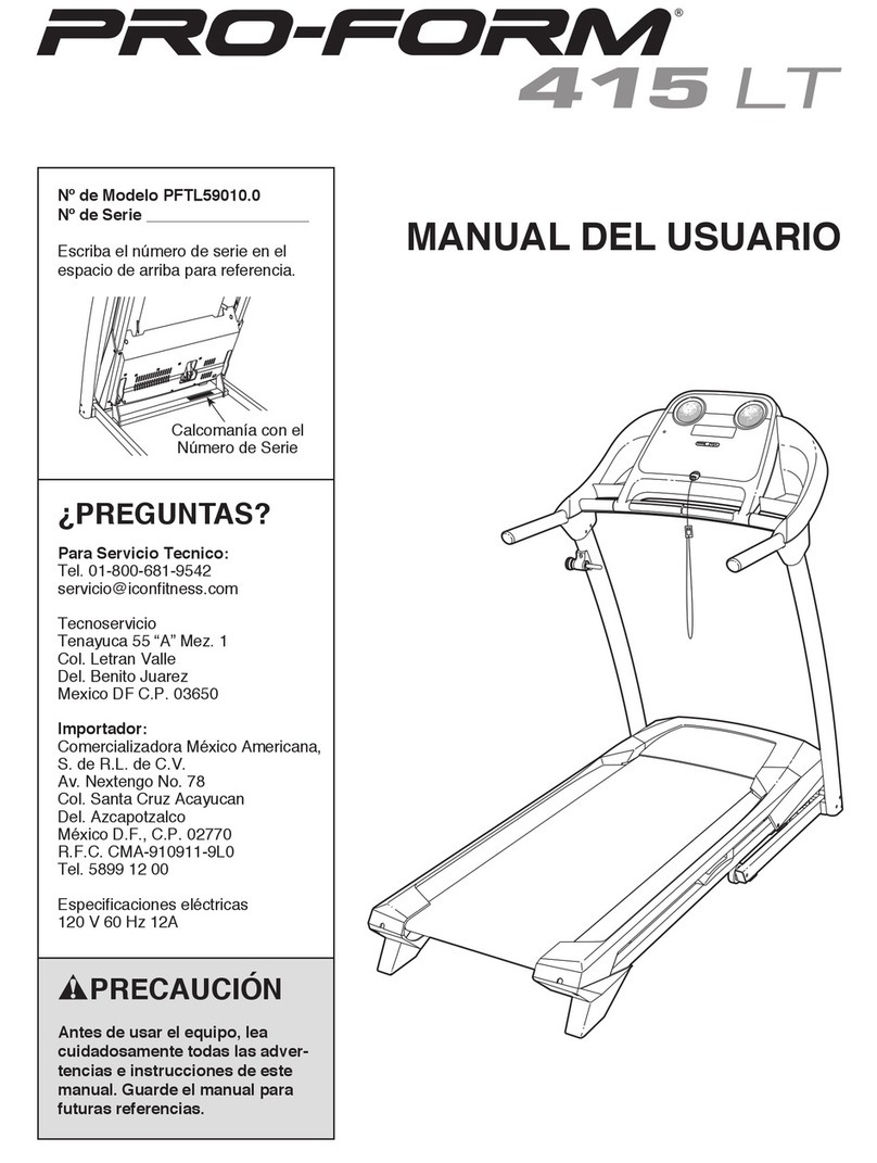 Pro-Form 415 Lt Treadmill User guide