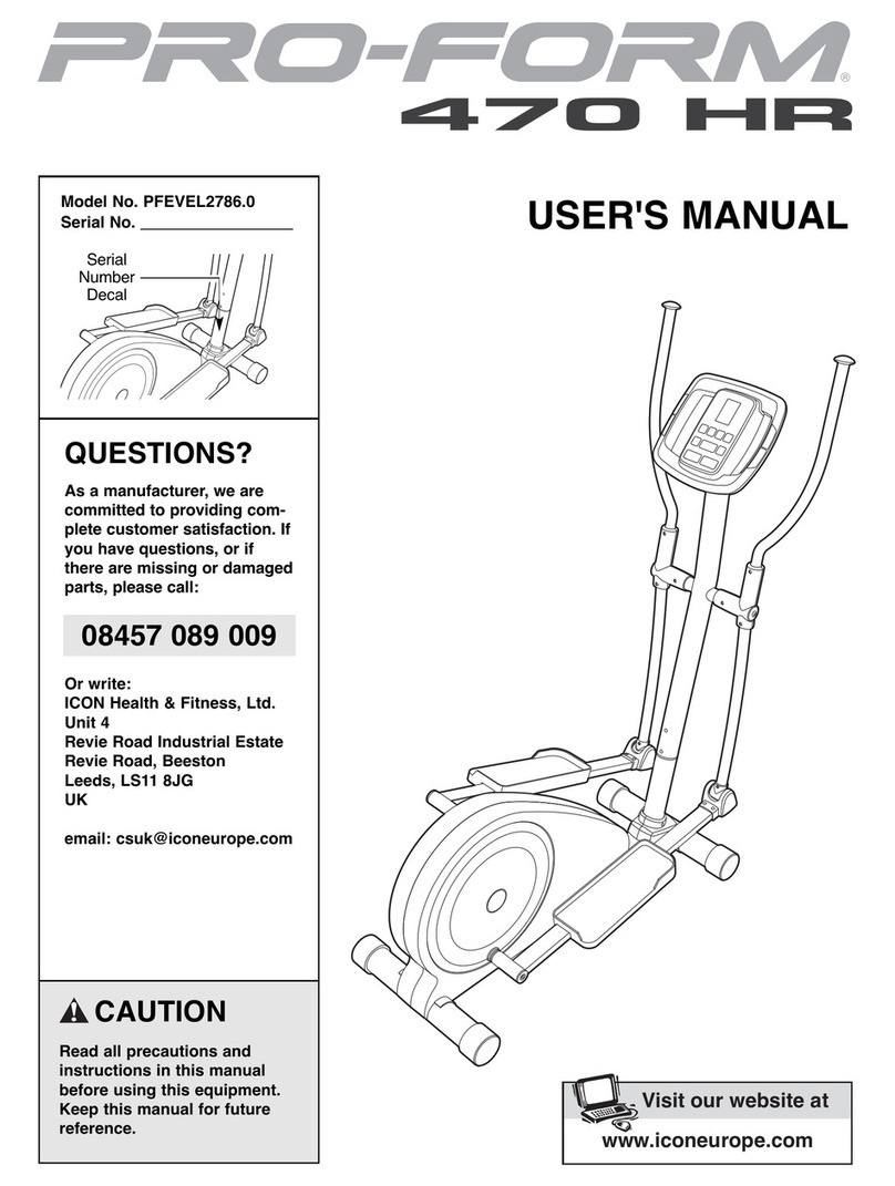 Pro-Form 470 Hr Elliptical User manual Pro-Form 470 Hr Elliptical User manual