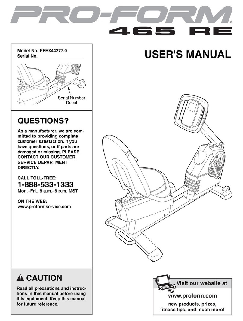 Pro-Form 465 Re Bike User manual