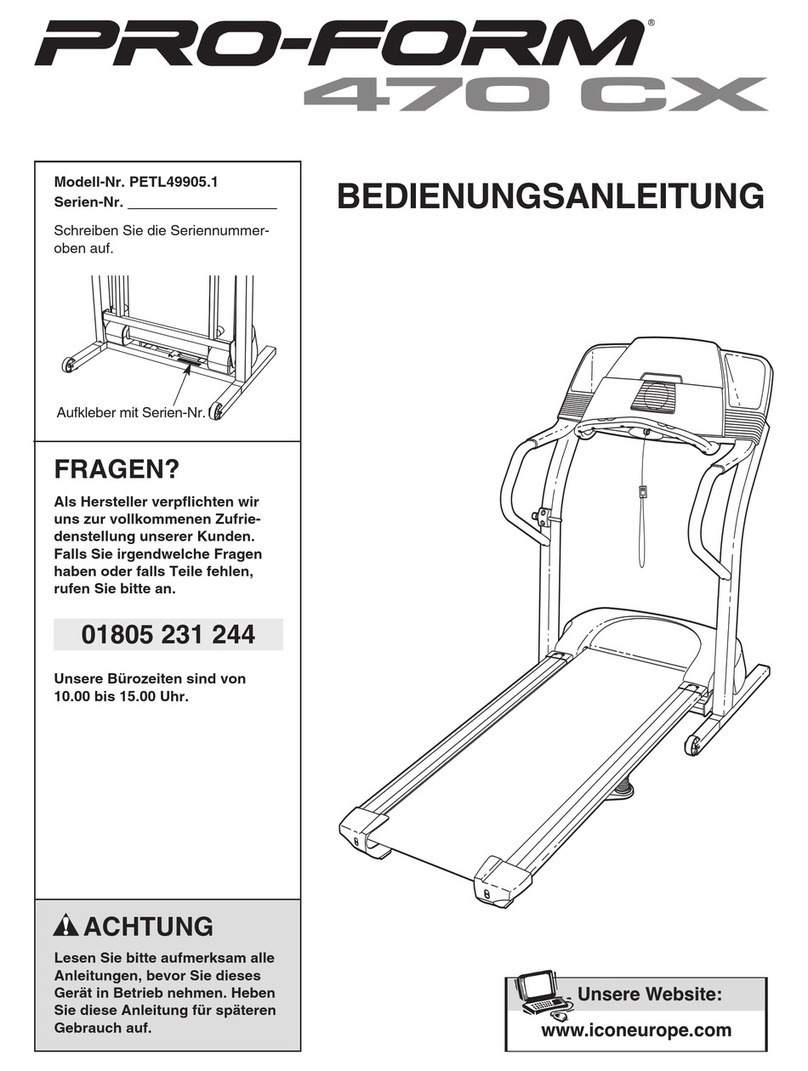 Pro-Form 470 Cx Treadmill Quick start guide