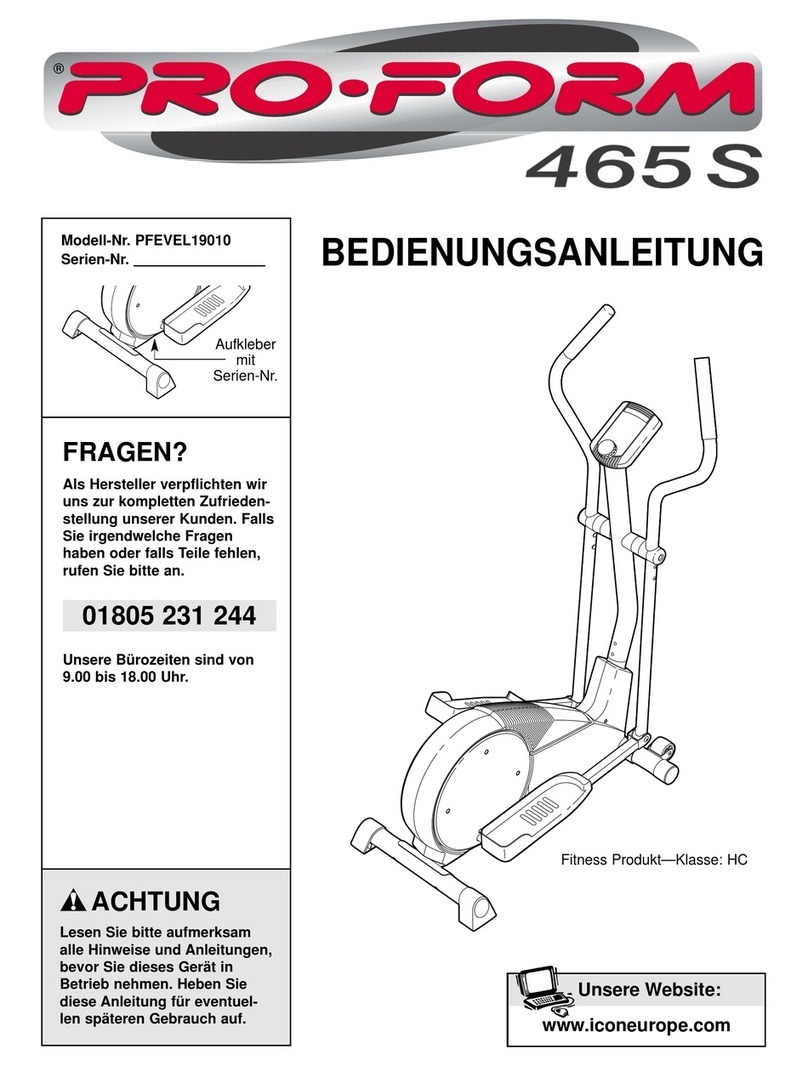 Pro-Form 465S Quick start guide Pro-Form 465S Quick start guide