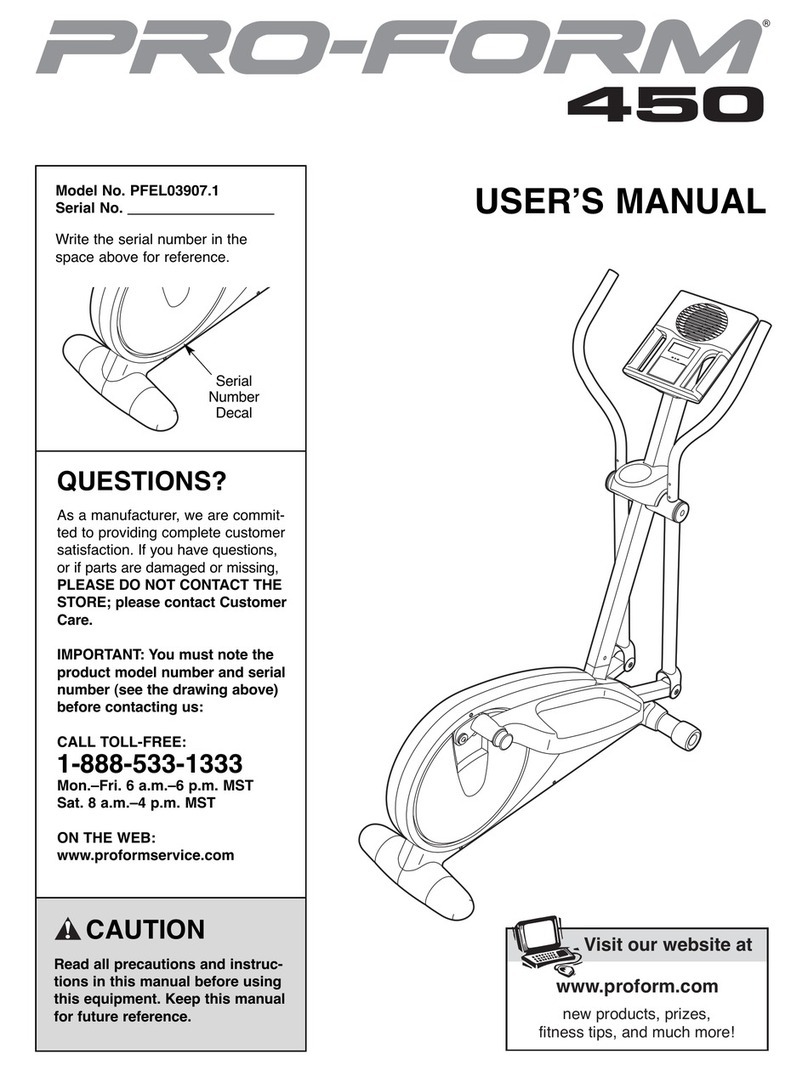 Pro-Form 450 Elliptical User manual