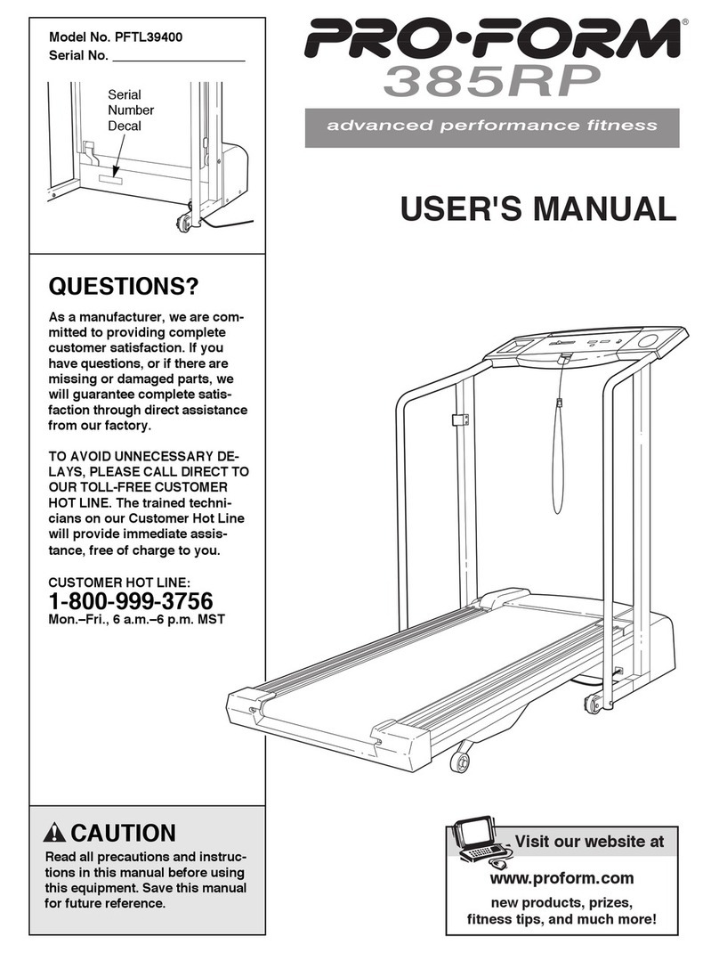 Pro-Form 385rp User manual
