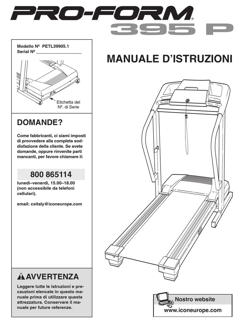Pro-Form 395 P Treadmill Operating and maintenance manual