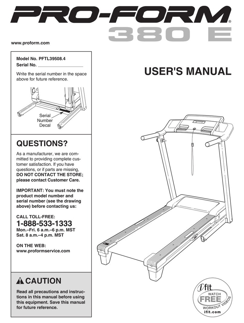 Pro-Form 380e Treadmill User manual