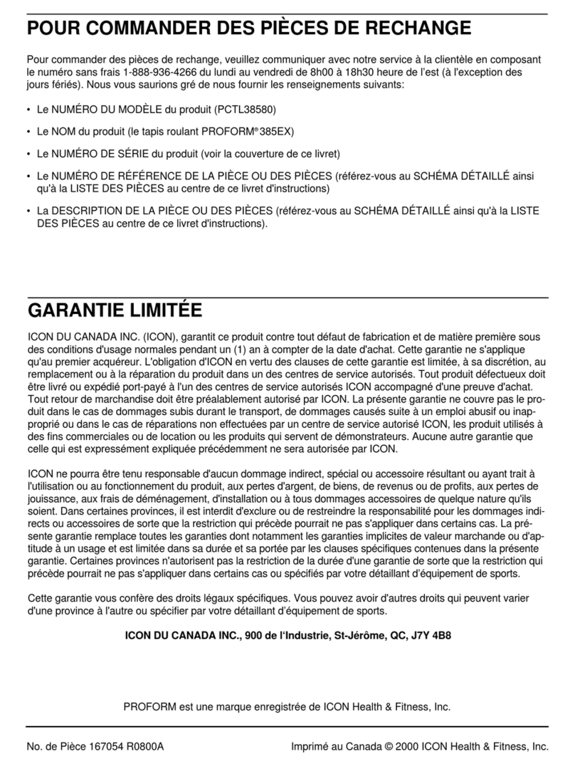Pro-Form 385ex Treadmill User manual