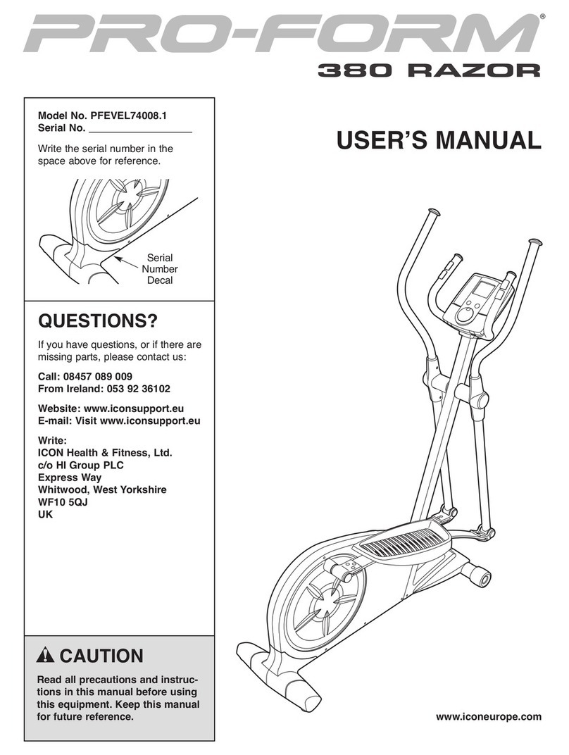 Pro-Form 380 Razor Elliptical User manual