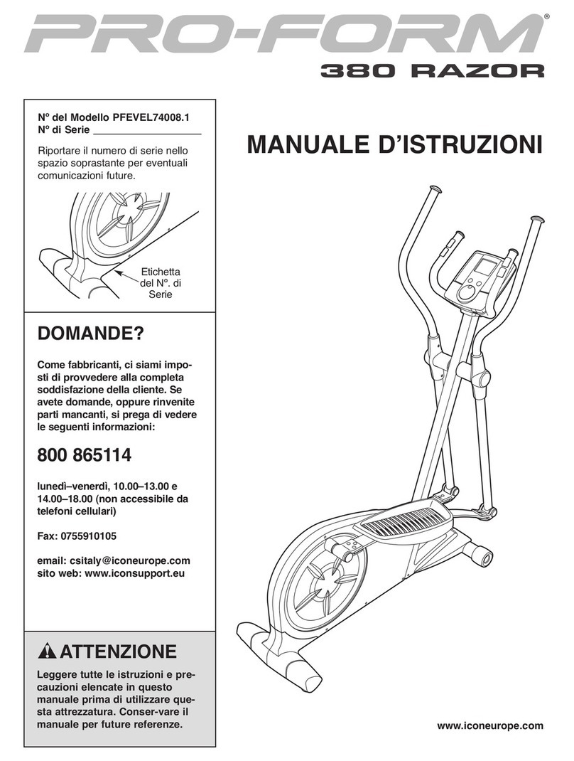 Pro-Form 380 Razor Elliptical Operating and maintenance manual