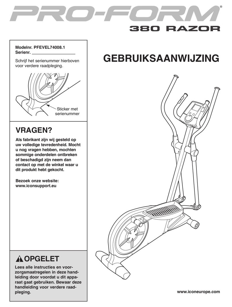 Pro-Form 380 Razor Elliptical Gebruiksaanwijzing